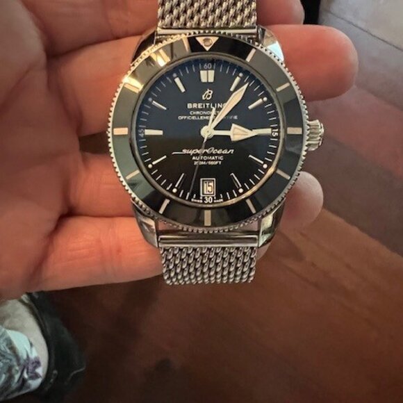 NWOT - Breitling Superocean Heritage AB2010, Black dial, Silver mesh bracelet - Picture 2 of 9